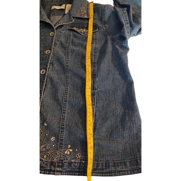 Alfred Dunner Shirt  Rhinestones Denim Button Up Front Pocket Womens Size 12 SEE - Picture 14 of 14